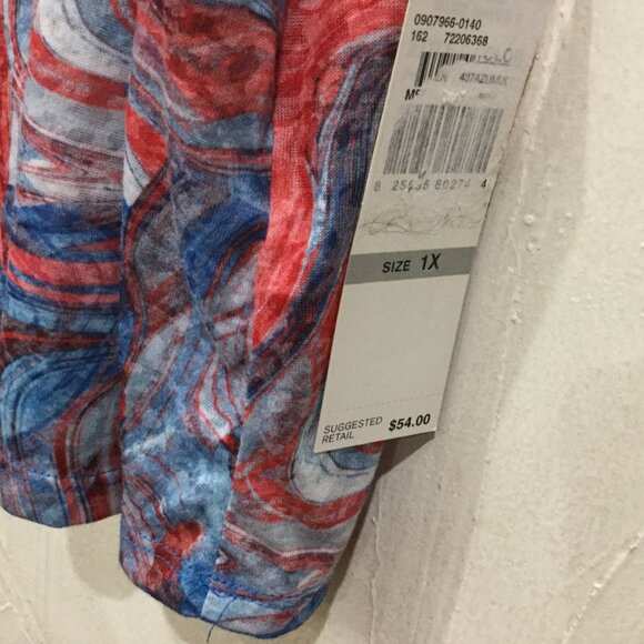 Ruby Rd. Women Size 1X Short Flutter Sleeve Top Blouse patriotic red white blue - Picture 8 of 9